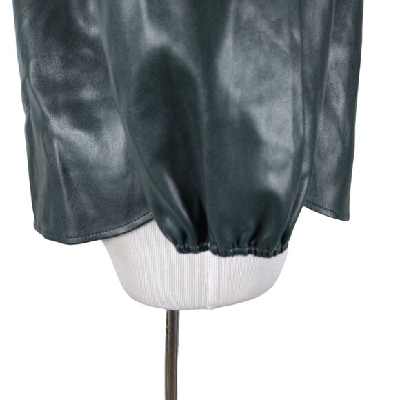 Marc New York Faux Leather Top Size S Relaxed Fit Puff Sleeve Blouse - Picture 6 of 10